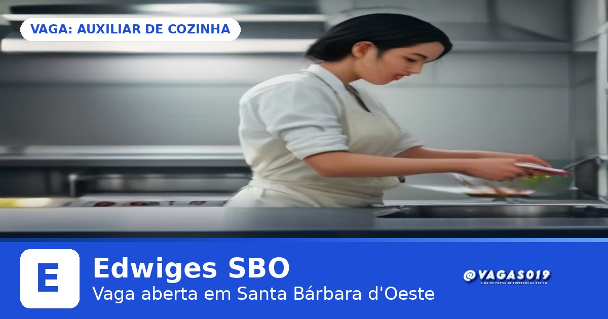 Edwiges SBO está contratando Auxiliar de Cozinha em Santa Bárbara d'Oeste - VAGAS019