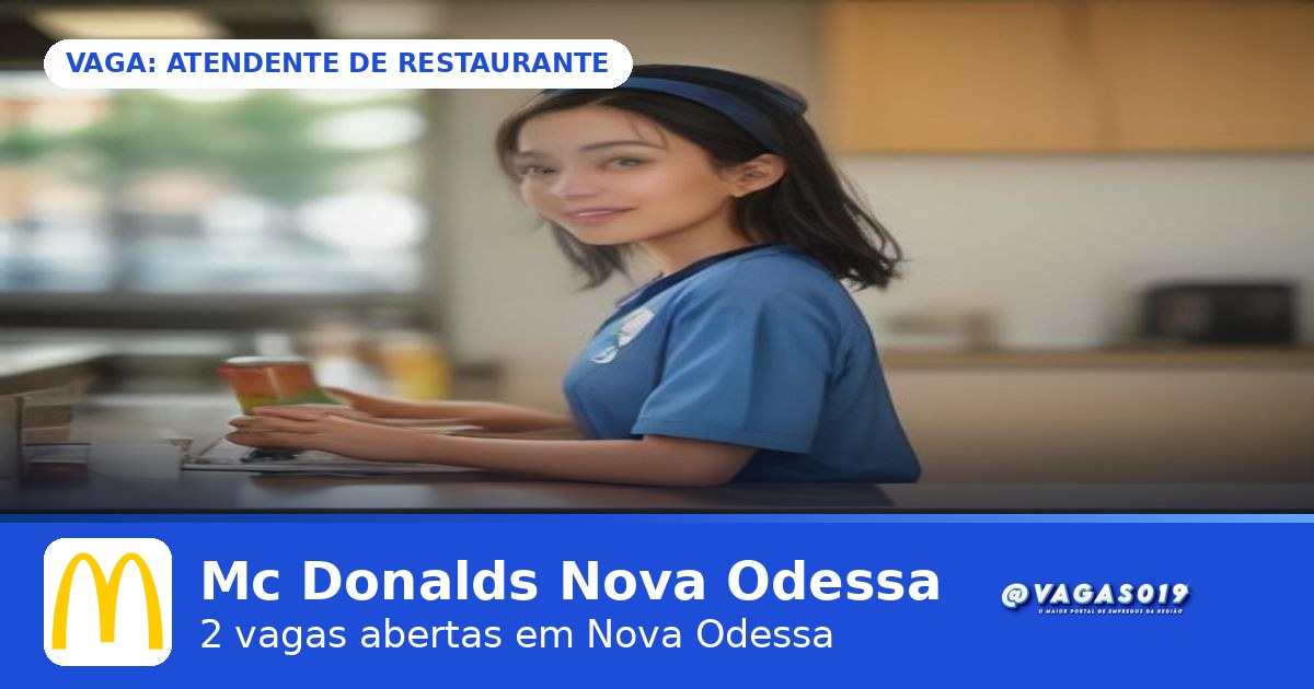 Mc Donalds Nova Odessa está contratando Atendente de Restaurante em Nova Odessa - VAGAS019