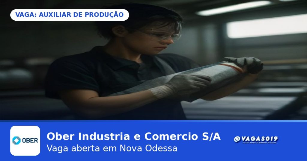 Ober Industria e Comercio S/A está com vaga aberta em Nova Odessa pelo VAGAS019 6 Ober Industria e Comercio S/A está contratando Auxiliar de Produção em Nova Odessa - VAGAS019