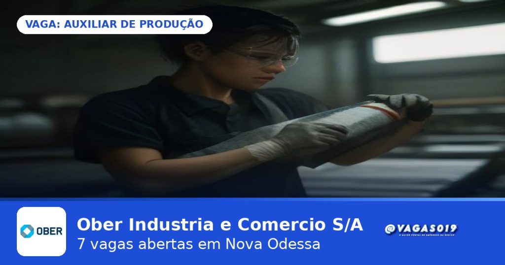 Ober Industria e Comercio S/A está com 7 vagas abertas em Nova Odessa pelo VAGAS019 6 Ober Industria e Comercio S/A está contratando Auxiliar de Produção em Nova Odessa - VAGAS019